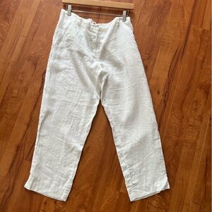 White Linen Relaxed Waist Pants